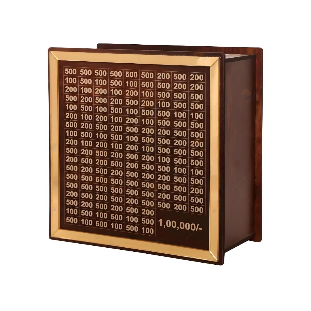 Max Bazaar Wooden Money Saving Box Golden | Cash Saver Money Box with Counting Target Coin Bank  (Brown)