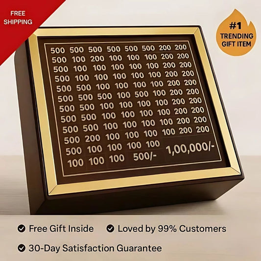 Max Bazaar Wooden Money Saving Box Golden | Cash Saver Money Box with Counting Target Coin Bank  (Brown)