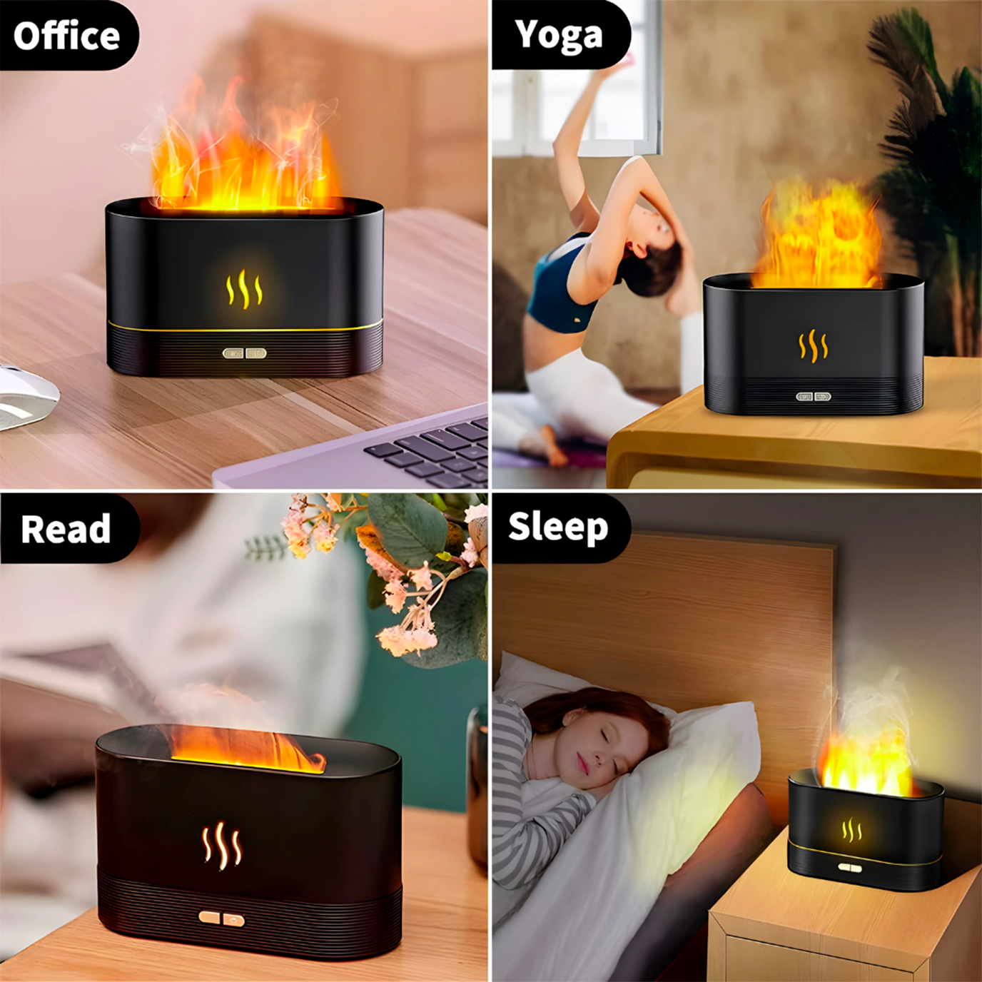 Flame Effect Humidifier Essential Oil Diffuser LED Simulated Fire Mist Portable Room Air Purifier  (Multicolour)