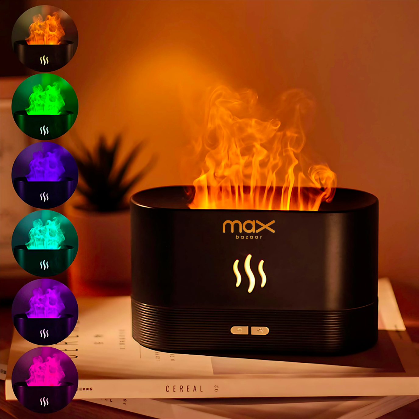 Flame Effect Humidifier Essential Oil Diffuser LED Simulated Fire Mist Portable Room Air Purifier  (Multicolour)