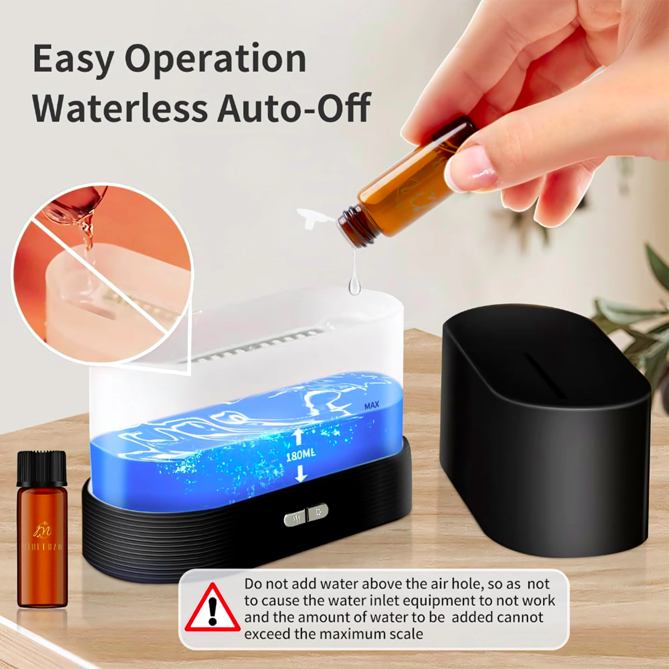 Flame Effect Humidifier Essential Oil Diffuser LED Simulated Fire Mist Portable Room Air Purifier  (Multicolour)